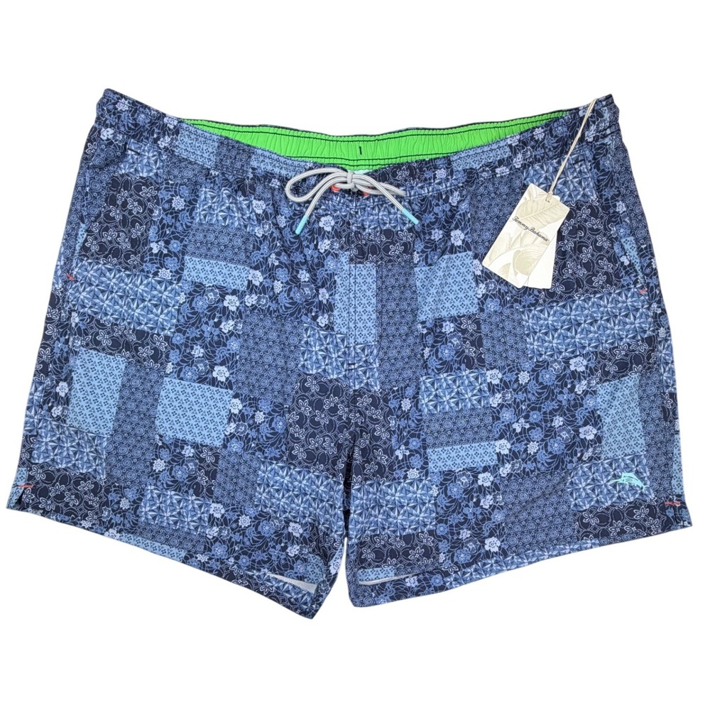Tommy Bahama Naples Palazzo Patchwork Swim Trunks Island Navy 3XL NWT